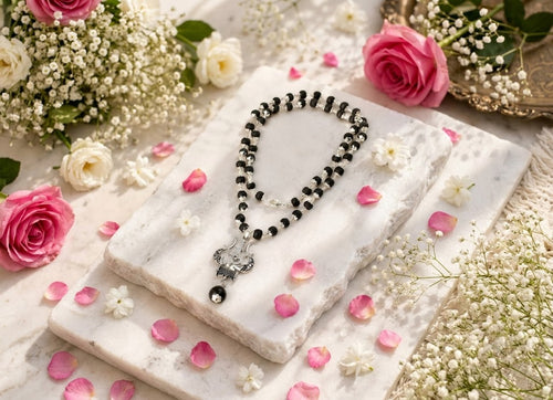 Karungali Mala with Mahadev Trishul Pendant Traditional Spiritual Necklace