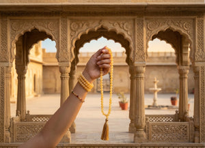Yellow Calcite Crystal Beads Mala Spiritual Necklace