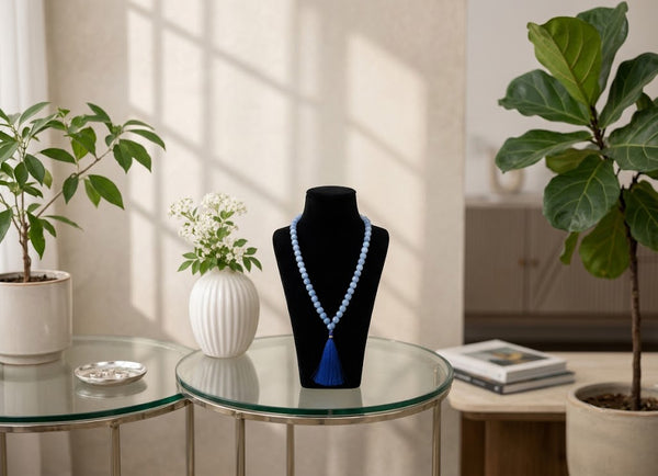 Blue Lace Agate Mala – ‘’Speak with Calm, Flow with Peace’’