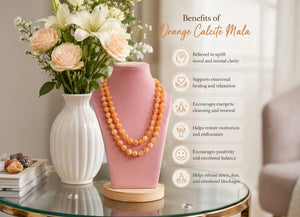 Orange Calcite Mala | Natural Crystal Beads Spiritual Necklace