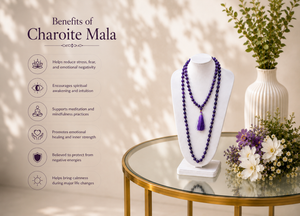 Charoite Mala Crystal Beads Spiritual Necklace