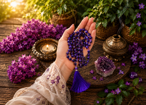 Charoite Mala Crystal Beads Spiritual Necklace