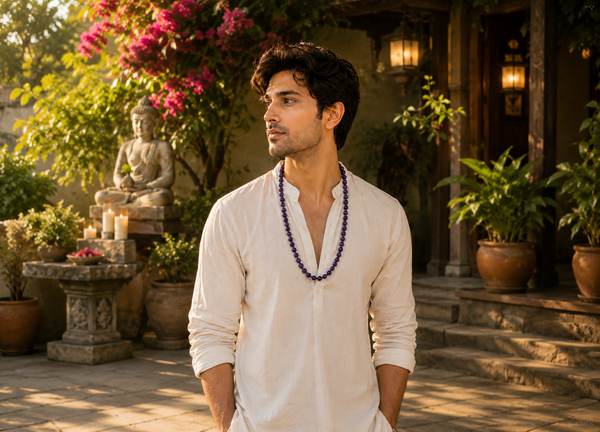 Charoite Mala | Natural Crystal Beads Spiritual Necklace