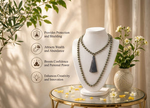Pyrite Crystal Beads Mala Spiritual Necklace