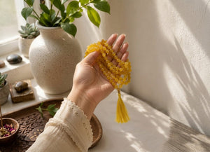 Yellow Jade Mala –‘’Attract Positivity, Wisdom & Prosperity