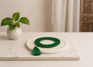 Green Jade Crystal Beads Mala Spiritual Necklace