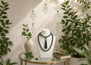 Green Jade Crystal Beads Mala Spiritual Necklace