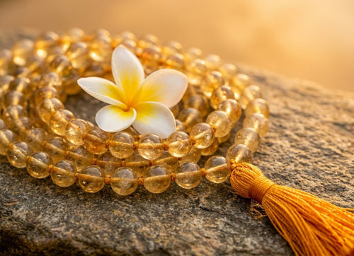Citrine Crystal Beads Mala Spiritual Necklace