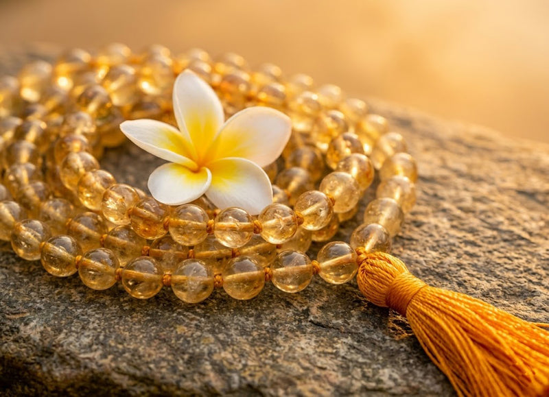 Citrine Crystal Beads Mala Spiritual Necklace