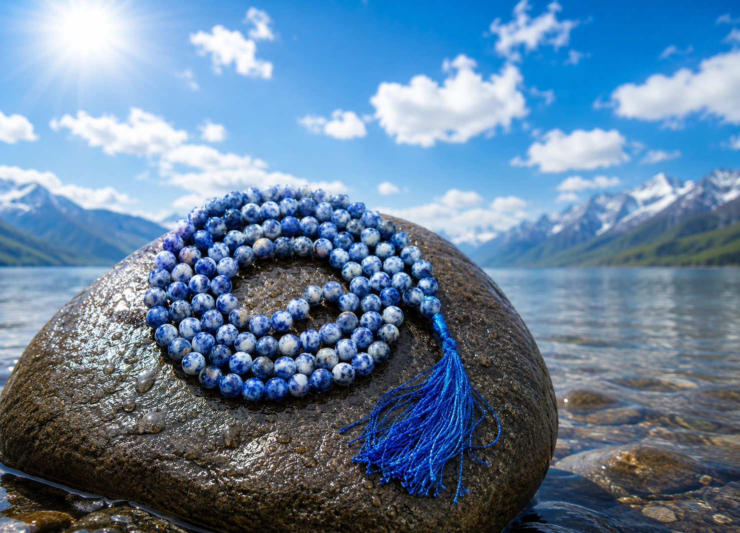 Energised rudraksha and crystal bracelets on silk