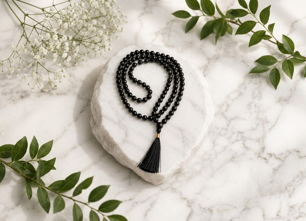 Black Tourmaline Mala (Protection & Grounding Power Beads)