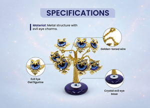 BLUE GOLDEN EVIL EYE 7 OWL'S TREE