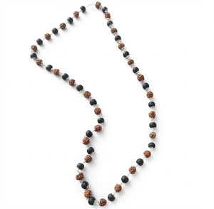 Rudraksha + Karungali Mala with Silver Capping