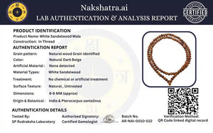 White Chandan Mala (Sandalwood Mala) Natural Sandalwood Beads Spiritual Necklace