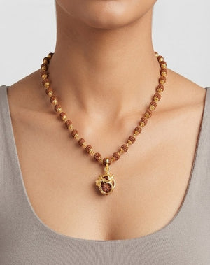 Divine Protection & Positive Energy Combo – Premium Golden & Silver Rudraksha Bracelet & Om Rudraksha Mala