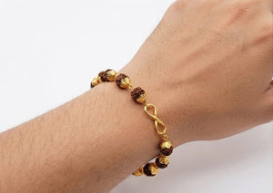 Rudra Shakti Golden Capping Combo | Rudraksha Mala & Bracelet