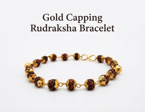 RUDRAKSHA BRACELET GOLDEN CAPPING