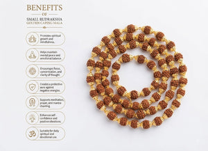 Small Rudraksha Mala with Golden Capping