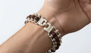 Rudra Royal Duo Bracelet Set | Golden & Silver Rudraksha Combo