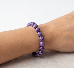Natural Lepidolite Crystal Beads Bracelet