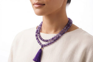 Amethyst Crystal Beads Mala Spiritual Necklace