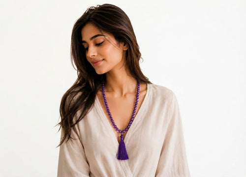 Amethyst Crystal Beads Mala Spiritual Necklace