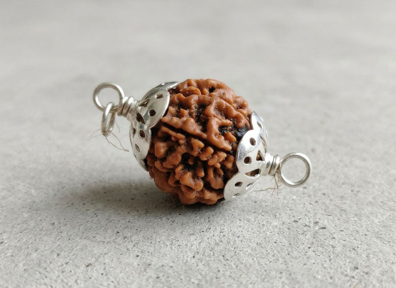 5 Mukhi Nepali Rudraksha with Silver Capping Spiritual Bead