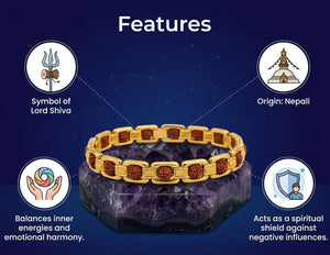 RUDRAKSHA PREMIUM GOLDEN BRACELET