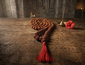 Natural 5 Mukhi Nepali Rudraksha Mala 108 Beads Spiritual Necklace
