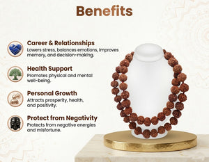 Natural 5 Mukhi Nepali Rudraksha Mala 108 Beads Spiritual Necklace