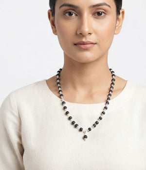 Karungali Mala with Silver Capping Traditional Spiritual Necklace