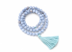 Angelite Crystal Beads Mala Spiritual Necklace