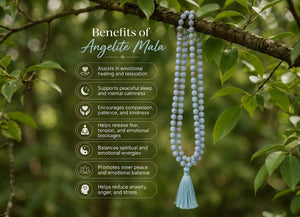 Angelite Crystal Beads Mala Spiritual Necklace