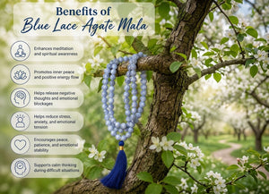 Blue Lace Agate Mala – ‘’Speak with Calm, Flow with Peace’’