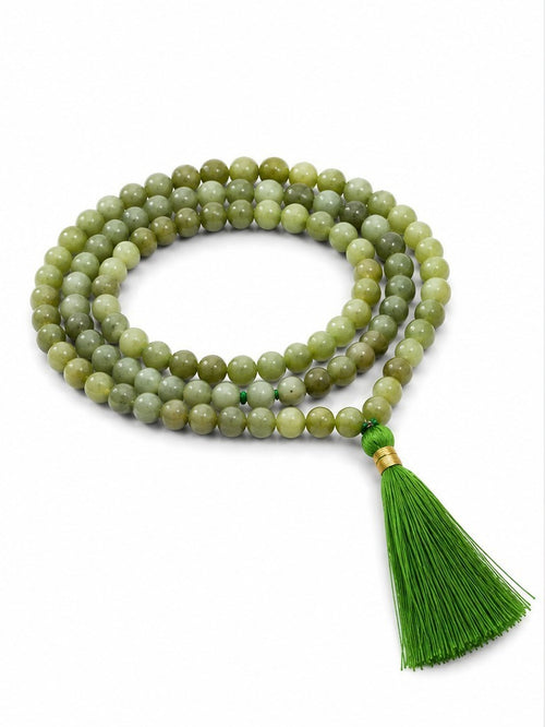 Chrysoprase Crystal Beads Mala Spiritual Necklace