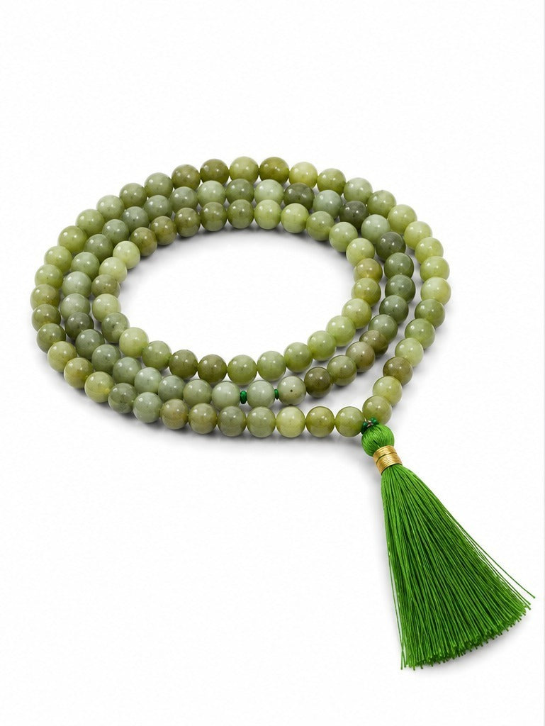 Chrysoprase Crystal Beads Mala Spiritual Necklace
