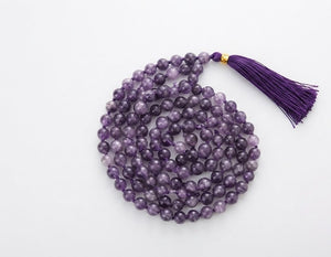 Lepidolite Crystal Beads Mala Spiritual Necklace