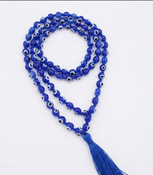 Evil Eye Blue Beads Mala Spiritual Necklace