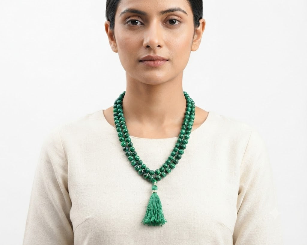 Malachite Crystal Beads Mala Spiritual Necklace