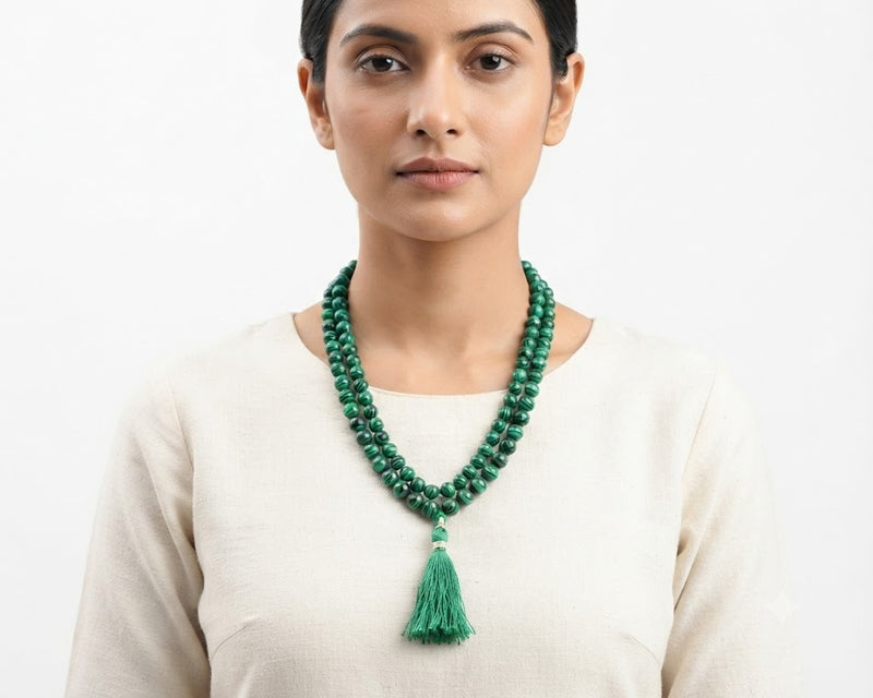Malachite Crystal Beads Mala Spiritual Necklace