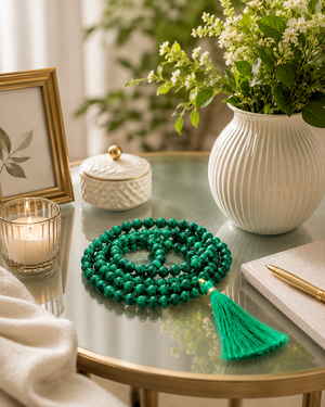 Malachite Crystal Beads Mala Spiritual Necklace
