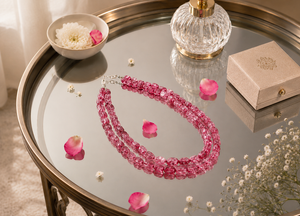 Pink Tourmaline Crystal Beads Mala Spiritual Necklace