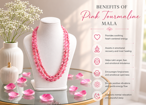 Pink Tourmaline Crystal Beads Mala Spiritual Necklace