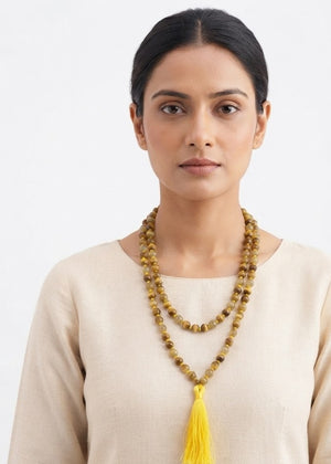 Yellow Cat’s Eye Mala Natural Cat’s Eye Beads Necklace
