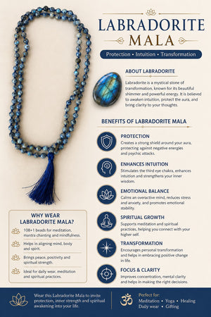 Labradorite Crystal Beads Mala Spiritual Necklace