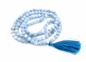 Aquamarine Crystal Beads Mala Spiritual Necklace