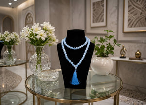 Aquamarine Crystal Beads Mala Spiritual Necklace