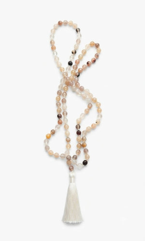 Rainbow Moonstone Crystal Beads Mala Spiritual Necklace