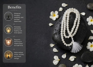 Moonstone Crystal Beads Mala Spiritual Necklace