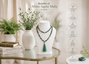 Moss Agate Crystal Beads Mala Spiritual Necklace